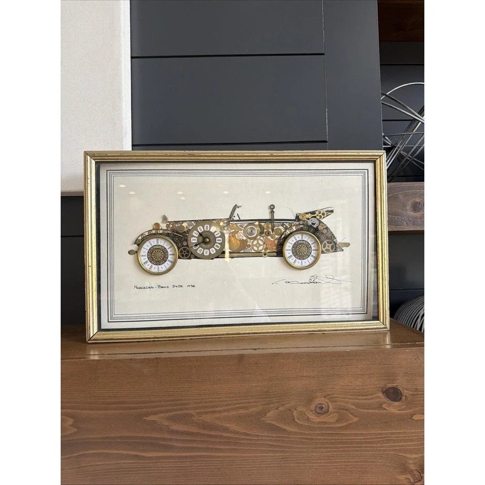 Mercedes Benz 540K Vintage Clock Watch Parts Car Art Steampunk Ken Broadbent Vtg